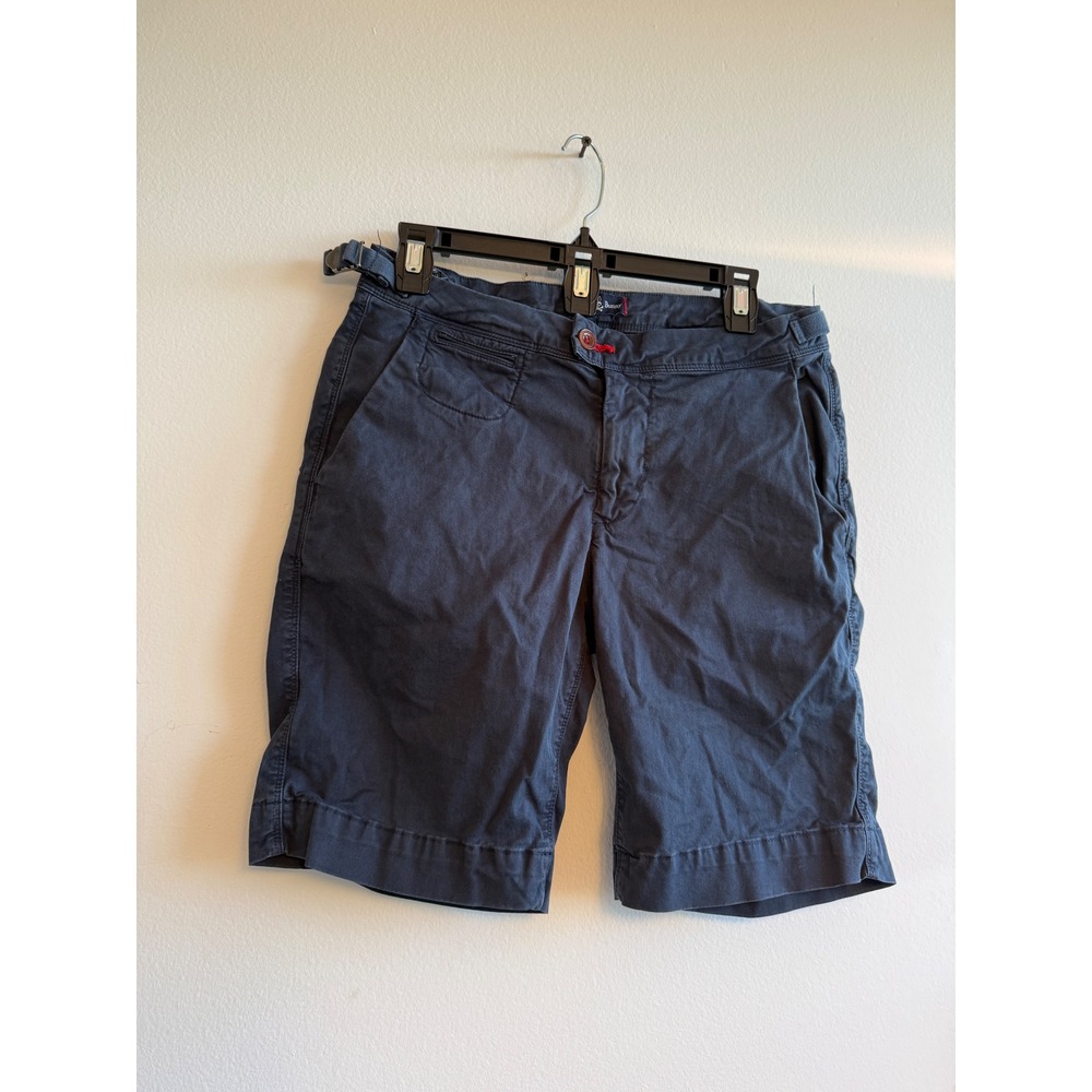 Psycho Bunny Mens Navy Blue Chino Shorts Size 30 Cotton Spandex Side Adjusters